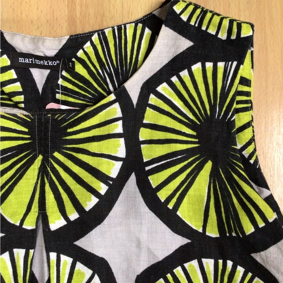 Marimekko Limeloi Sleeveless Dress with Green and Gray Pattern US 8 = 38 - Picture 7 of 16